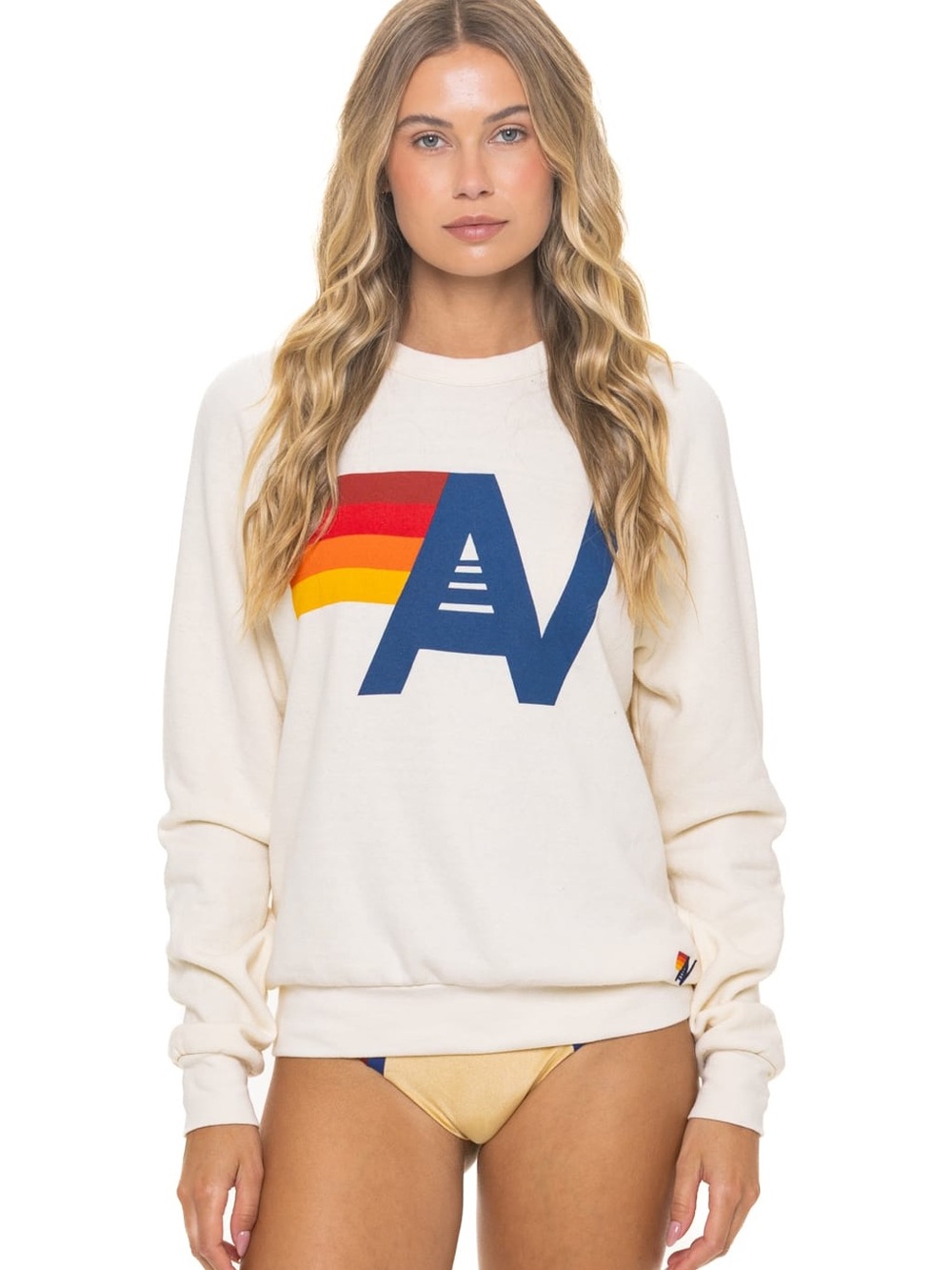 Aviator Nation LOGO SWEATSHIRT VINTAGE WHITE Size S
